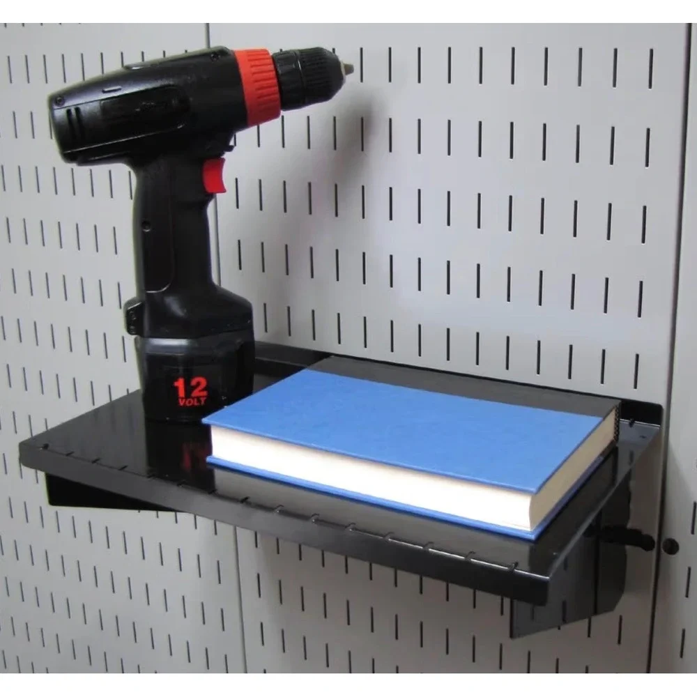 Wall Control Metal Pegboard‎ Shelf Kit Black Organizer Panel Brackets New 16 x9